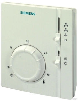 Siemens Elektromechanischer Raumthermostat RAB 31 für 4-Rohr-Ventilatorkonvektoren, Wahlschalter Heizen/Kühlen (S55770-T229)