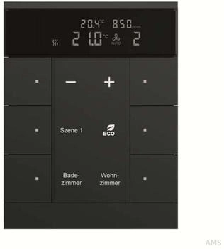 Busch-Jaeger HVAC/CO2-Ger&auml;t Raumtemperaturregler mit Feuchtesensor 6-fach Bedienelement schwarz matt (SBC/U6.0.11-885)