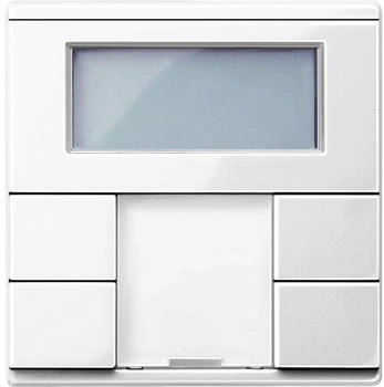 Schneider Electric Taster 2fach plus mit Raumtemperaturregler, polarweiß glänzend, System M (MTN6212-0319)