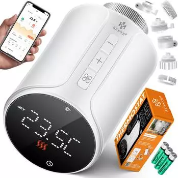 Kesser 4x Heizkörperthermostat 6 Heizkörperventile rund Weiß