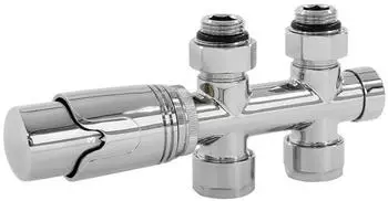 LuxeBath Multiblock Ventil-Armaturen Set Durchgangsform Chrom mit Thermostatkopf
