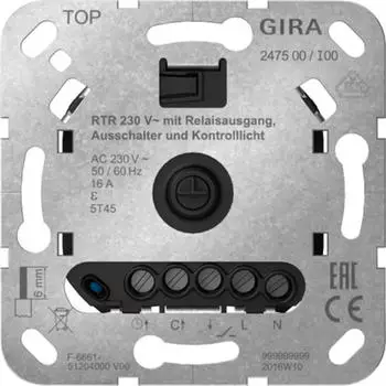 Gira Raumtemperaturregler 230V Relaisausgang mit Ausschalter und Kontrolllicht (247500)
