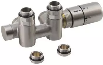 Sapho Twin Combi Thermostat-Ventilanschlussset Mittelanschluss rechts, Edelstahl geb&uuml;rstet (CP5510S)