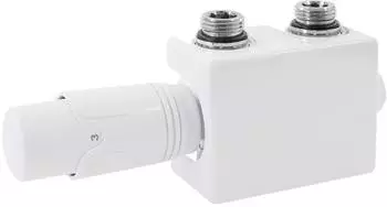 ECD Germany Ventil-Armaturen Set Multiblock Universal Eck- & Durchgangsform mit Thermostatkopf, wei&szlig; (4251171845884)