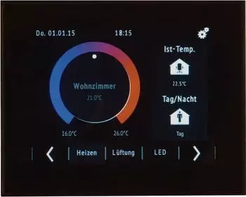 Berker KNX Touch Control mit TFT-Display und integriertem Busankoppler, schwarz (75740101)