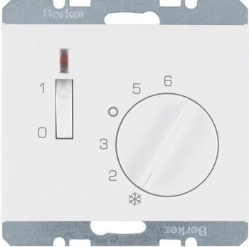 Berker Raumtemperaturregler mit Öffner + Schalter polarweiß glänzend
