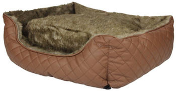 Pettimania Hundebett eckig Leder inkl. Fellbezug braun 90x72x28cm (GDET02010)