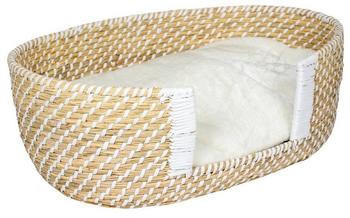 Duvo+ Weidenbett mit Einsteig & Kissen Boho S beige/weiß