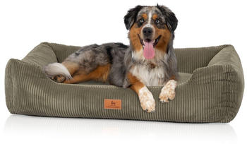 Knuffelwuff Olivia Hundebett aus Cord mit Handwebcharakter M-L 85x63cm khaki