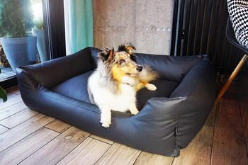 4L Textil MARIO Hundebett kunstleder schwarz 140x110cm