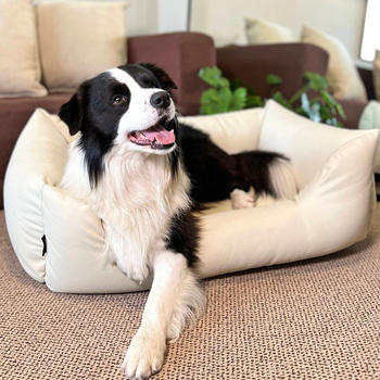 4L Textil MARIO Hundebett Kunstleder beige 120x90cm