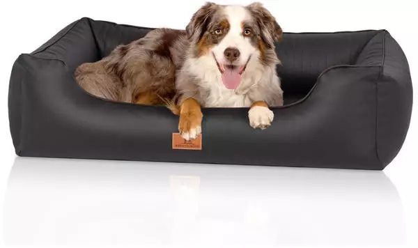 Knuffelwuff orthopäisches Hundebett Kunstleder Lovelock M-L 85x63cm schwarz (14245-001)
