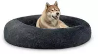Lionto - Hundebett Aus Pl&uuml;sch In Donut-form, 120 Cm Durchmesser, Dunkelgrau