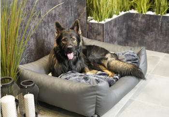 4L Textil Mario Hundebett Kunstleder grau 100x70cm