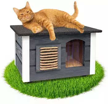 Outentin Outdoor-Katzenhaus winterfest 61x39x36cm