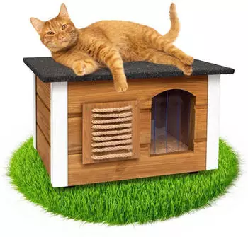Outentin Outdoor-Katzenhaus winterfest 61x39x36cm Eiche