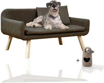 Rohrschneider Hundesofa f&uuml;r mittlere Hunde abwaschbares Kunstleder taupe