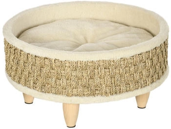 Pawhut Tierbett Luxus mit waschbarem Kissen Pl&uuml;sch Beige+Khaki 48x24,5cm (D04-258V00BG)