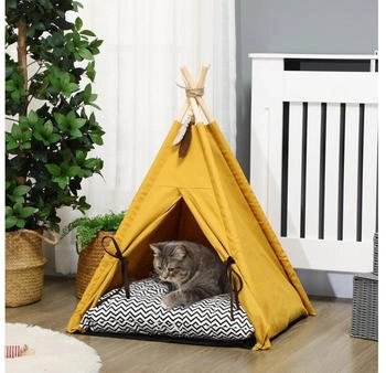 Pawhut Katzen-Zubehör gelb Kiefer 60x60x76cm (D30-673V00YL) – Pawhut Katzen-Zubehör gelb Kiefer 60x60x76cm (D30-673V00YL) - Komfortables Katzendomizil