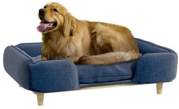 Pawhut Tierbett Hundecouch mit Holzbeine Polyester-Gewebe Blau 96x66x24cm (D04-261V00DB)