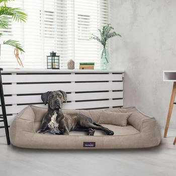 Tierlando BRUCE VELOURS Orthopädisches Hundebett Soft beige 110x25x90cm