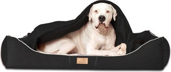 Tierlando ® RUDOLPH - Orthopädisches Hundebett inkl. Schonbezug mit Hundedecke schwarz 1,1 m, 25 cm, 90 cm