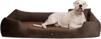 Tierlando ® VINCENT High-Tech-Velours (Triton) und Cord - Orthopädisches Hundebett braun 1,1 m, 25 cm, 90 cm
