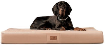Tierlando ® FLOKI ORTHO PLUS Orthopädische Hundematte aus Plüsch & High-Tech-Velours beige 1,5 m, 13 cm, 1 m