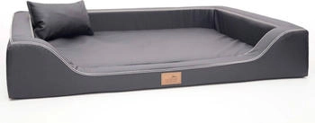 Tierlando ® Orthopädisches LUXUS-Hundebett MELODY LATEX Anti-Haar Kunstleder schwarz/ graphit 1 m, 22 cm, 75 cm