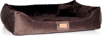 Tierlando FLOYD - Ultraweiches orthopädisches Hundebett High-Tech-Velours und Plüsch VISCO braun 1 m, 25 cm, 75 cm