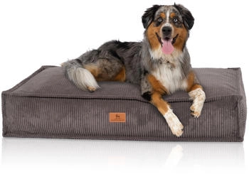 Knuffelwuff Hundekissen Lesedi aus Cord mit Handwebcharakter braun/ grau M-L