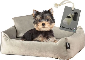 Rohrschneider ® Hundebett inkl. Gratis-Beigabe, Kuschelsofa taupe S