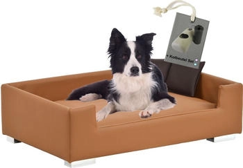 Rohrschneider Hundesofa mit Gratis-Beigabe, Hundecouch Kunstleder braun/ caramell