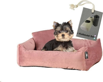Rohrschneider ® Hundebett inkl. Gratis-Beigabe, Kuschelsofa altrosa S