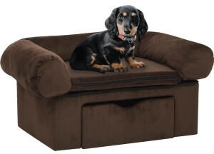 vidaXL Hundesofa Plüsch mit Schublade 75x50x38cm braun