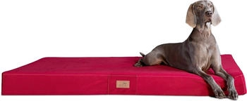 Tierlando ® FLOKI ORTHO PLUS Orthopädische Hundematte aus Plüsch & High-Tech-Velours dunkelrot 1,5 m, 13 cm, 1 m