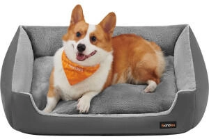 Feandrea L-XL Hundebett, mit Wendekissen dunkelgrau L