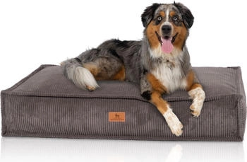 Knuffelwuff Hundekissen Lesedi aus Cord mit Handwebcharakter braun/ grau XL