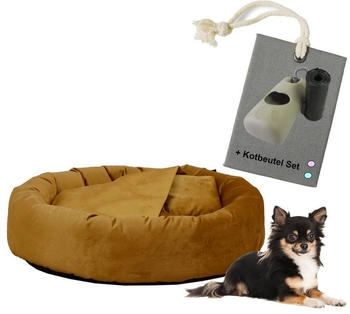 Rohrschneider ® Hundekissen inkl. Gratis-Beigabe, Kuschelhöhle "Denver" gelb S