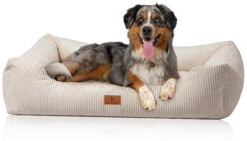 Knuffelwuff Hundebett aus Cord mit Handwebcharakter Olivia beige XXL