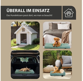 Rohrschneider ® Hundebett mit Anti-Rutsch-Boden, strapazierfähiges Kissen für Hunde und Katzen, B120 x T75 x H7 cm, inkl. Gratis-Wassernapf