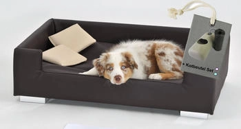 Rohrschneider Hundesofa mit Gratis-Beigabe, Hundecouch Kunstleder braun