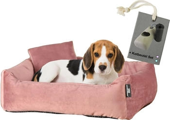 Rohrschneider ® Hundebett inkl. Gratis-Beigabe, Kuschelsofa altrosa M