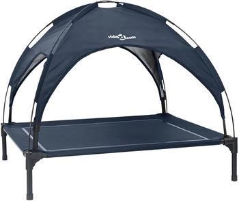 vidaXL Erhöhtes Hundebett mit Abnehmbarem Dach Marineblau XL Stahl