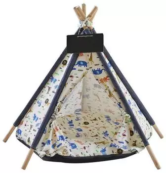 Pettimania Tipi mit Tierprint für Hunde 60 x 60 x 90 cm