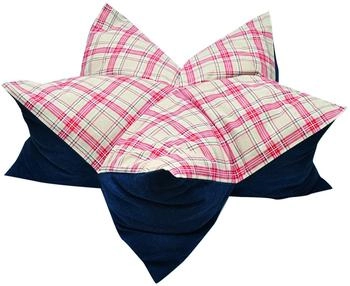 Aumüller Sternenkissen Karo Beige / Blau 85 cm Liegekissen für Hunde und Katzen