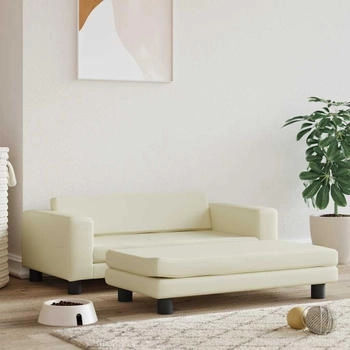 vidaXL Hundebett mit Verlängerung Creme 100x50x30 cm Kunstleder