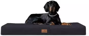 Tierlando ® FLOKI ORTHO PLUS Orthopädische Hundematte aus Plüsch & High-Tech-Velours schwarz 80 cm, 13 cm, 60 cm