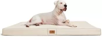 Tierlando ® OSCAR VISCO Orthopädische Hundematte Matratze Kunstleder Hundebett creme 1,2 m, 11 cm, 90 cm