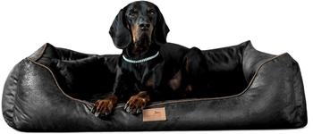 Tierlando ® ALBERTO ORTHO Orthopädisches Hundebett mit Velours Vintage schwarz 1 m, 25 cm, 75 cm